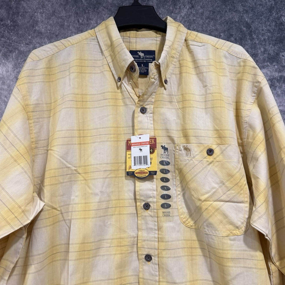 Moose Creek Plaid Long Sleeve Button Up Shirt Plaid Yellow L Window Pattern